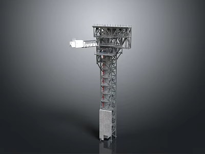 Industrial Metal Tower Structure With Multi Level Platforms Reinforced Base And Extended Top Design 3d model