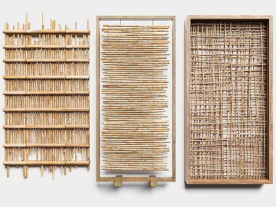 Wooden Room Dividers With Various Woven Patterns And Textures For Home Decor 3d model