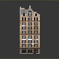 Classic Multi Story Residential Building Exterior Design With Ornate Windows Decorative Roof And Brick Facade