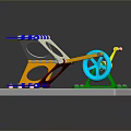 Colorful Mechanical Household Tool With Blue Wheel And Multicolored Structure On Gray Base