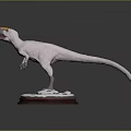 White Feathered Dinosaur With Yellow Crested Head Standing On Base With Green And White Elements 3d model