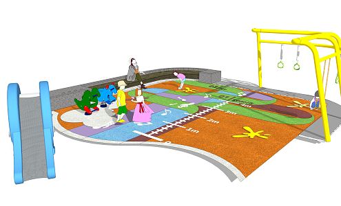 Mini children's activity area Modern play equipment 3d model