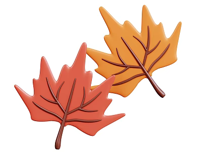 Natural Autumn Plant Combination Featuring Red And Orange Decorative Leaves 3d model
