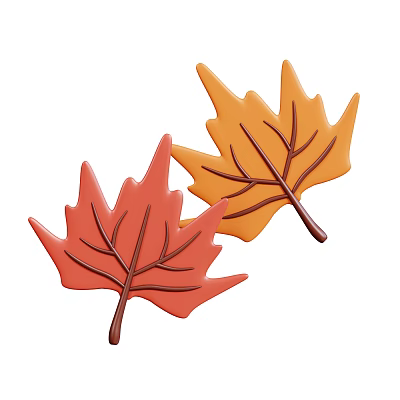 Natural Autumn Plant Combination Featuring Red And Orange Decorative Leaves 3d model