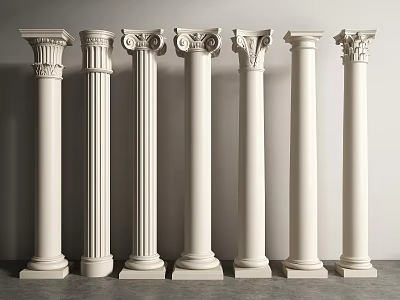 Classical Roman Columns In Various Styles Featuring White Architectural Design Elements For Decor 3d model