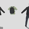 Fashionable Men's Clothing Collection With Black Hoodie Green T Shirt Cardigan And Cap