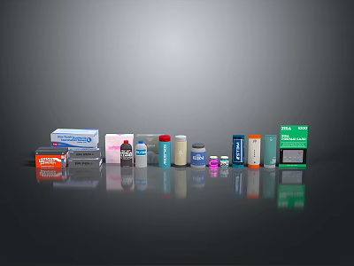 Everyday Essential Household Supplies Various Bottles And Boxes 3d model