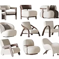 Middle Style Single Sofa 3d model