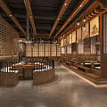 Traditional Restaurant Interior With Wooden Decor Hanging Lanterns And Open Seating