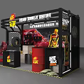 HI-TIGER Brand Exhibition Booth With Black Red Design Products On Shelves And Tire Decoration