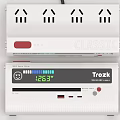White Red Switch Panel with Digital Time Display and Power Outlets