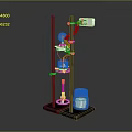 Professional Laboratory Distillation Apparatus With Metal Stand Glass Containers Yellow Knobs And Receiving Flask