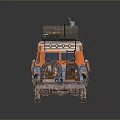 Rugged Orange Blue Off Road Vehicle with Roof Rack Luggage and Solar Panel
