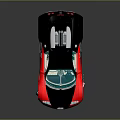Bugatti Red And Black Convertible Sports Car With Two Seater And Silver Wheels