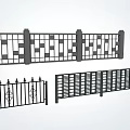 Decorative Iron Railings Design With Various Grid And Ornamental Patterns 3d model