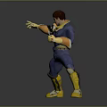 3D Model Male Character in Blue Costume with Yellow Scarf Gloves and Action Pose