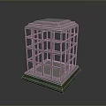 Birdcage With Metal Frame And Red Base For Pet Birds At Home