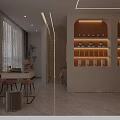 Elegant Modern Beauty Salon Reception Interior With Warm Ambient Lighting And Neat Product Display Shelves