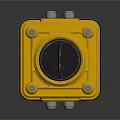 Durable Yellow Square Industrial Device With Circular Top And Bottom Metal Connectors
