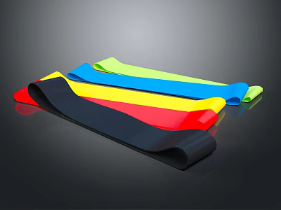 Elastic Multicolored Resistance Bands For Fitness Exercise Training And Workout 3d model