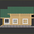 Wooden Detached Villa With Green Roof Front Steps And White Framed Windows
