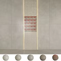 Gray Wall Interior With Red White Geometric Pattern Tiles And Grid Design Lighting Strips 3d model