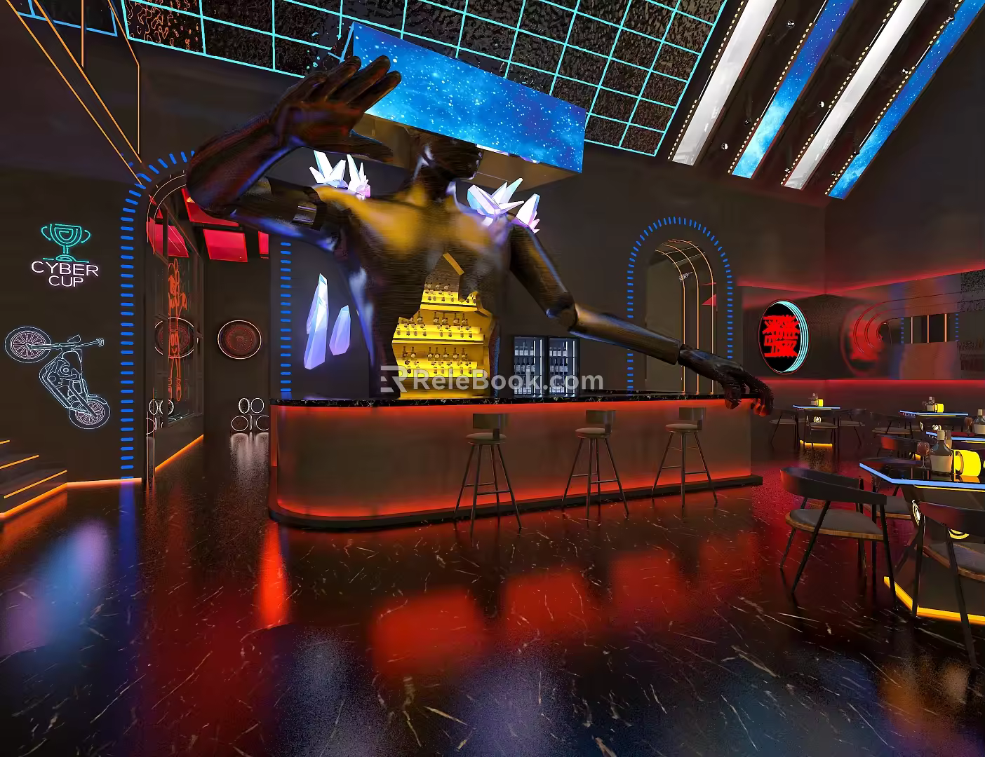 Bar Counter Industrial Style Bar Internet Red Bar Counter 3d model