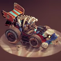 Creative Vehicle Model With Skeleton Parts Colorful Tires And Small Flag