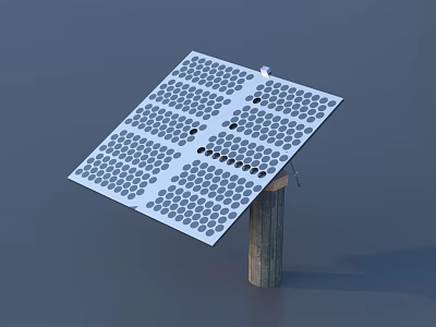Efficient Outdoor Solar Panel With Hexagonal Pattern On Concrete Pillar 3d model