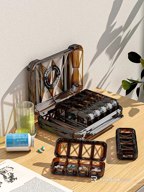 Clear Multi Compartment Storage Box For Organizing Home Essentials And Medicine 3d model 