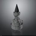 Detailed Space Rocket Model With Conical Top And Mechanical Structure For Space Exploration