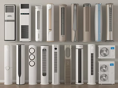 Various Modern Tower Air Conditioner Fans With Different Designs And Colors 3d model