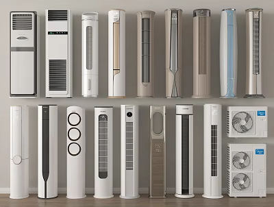Various Modern Tower Air Conditioner Fans With Different Designs And Colors 3d model