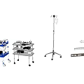 Essential Medical Devices Including IV Stand Lamp And Mobile Instrument Carts With Supplies