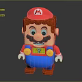 Super Mario Inspired Plush Doll With Red Hat M Logo Blue Overalls And Question Mark 3d model