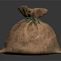 Handcrafted Burlap Storage Bag For Daily Supplies With Green String Tie