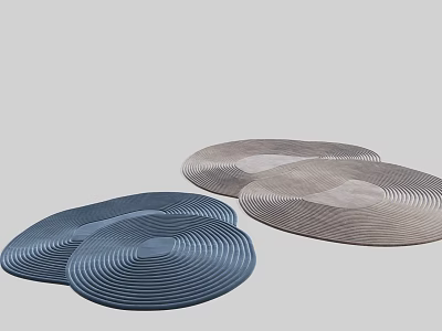Blue And Gray Stylish Rugs With Spiral Patterns For Modern Home Decor 3d model