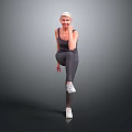 A Fit Woman In Sportswear Standing With One Leg Lifted And Hand On Face