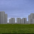 Modern Residential Building Complex With Tall Glass Curtain Walls And Nearby Bus Transportation
