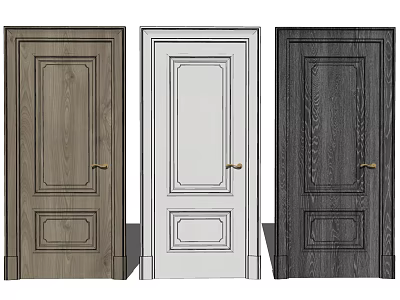 Swing Door Designs With Light Dark Wood White Finish And Decorative Panels 3d model