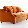 Casual Sofa Casual Sofa Double Sofa Living Room Sofa Pillow Pillow Home Furniture Orange 3d model