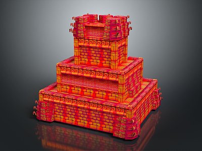 Temple Tower Stone Takatong Tower Pyramid Mayan Pyramid Mayan Stone Tower Totem Tribal Totem 3d model