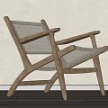 Light Wood Leisure Chair With Woven Seat And Minimalist Design For Home Decor