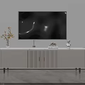 Modern TV Stand With Flat Screen TV Decorative Vase Ornaments And Storage Cabinets