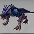 Blue And Purple Spiked Mythical Beast Character With Sharp Claws Horns And Spines