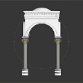 Ornate White Decorative Pedestal Featuring Four Columns With Gold Accents And Arch Designs