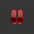 Red Slippers With Rose Decoration And Red White Polka Dot Sole