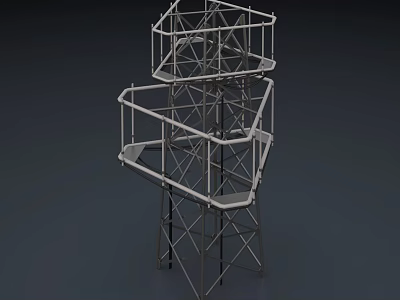 Industrial Equipment Metal Frame Structure With Multi Level Platforms And Safety Railings 3d model