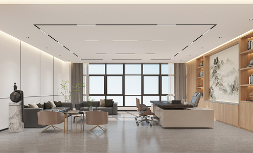 modern office chairman room 3d model