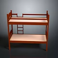 Classic Wooden Bunk Bed With Ladder And Upper Lower Mattress Frame